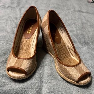 LAUREN by Ralph Lauren Beige and Brown Wedges